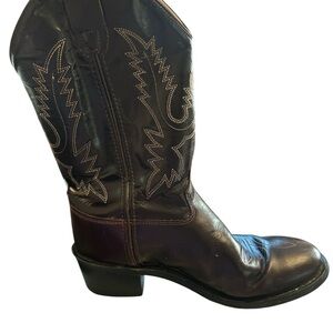 Old West Unisex Kids Leather Cowboy Boots 8.5 Brown